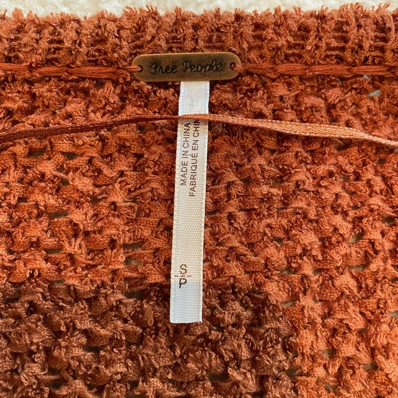 Free people Coco v-neck sweater chunky texture knit chocolate chip brown S - Picture 6 of 7